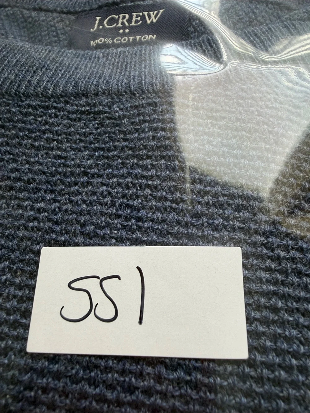 NWT J. Crew Men's Navy Crewneck Cotton Waffle Knit Sweater Sz XL